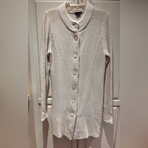 Theory Cream Textured Button-Up Cardigan heavy sweater size L